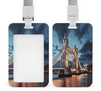 Porte-badge Tower Bridge à Londres imprimé vertical pour bureau, école, carte d'identité, carte de proximité, permis de conduire, permis et laissez-passer
