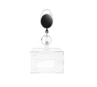 Porte-badge transparent à double fente pour carte d'identité avec bobine de badge, organiseur de carte de travail pour employé (horizontal)
