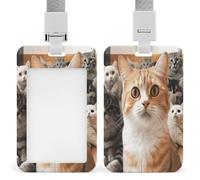 Porte-badge transparent amusant pour animal de compagnie avec lanière amovible - Pochette verticale en plastique rigide pour cartes de travail, cartes de crédit pour bureau, usine