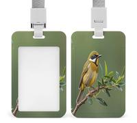 Porte-badge transparent avec cordon amovible - Pochette verticale en plastique rigide pour sécuriser les cartes d'identité de travail et de crédit - Vert olive