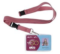 Porte-badge transparent avec cordon sécurité ""Old rose""- PVC résistant - Format carte bancaire - Fabriqué en France - Color Pop