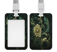 Porte-badge transparent avec lanière amovible - Pochette verticale en plastique rigide pour sécuriser les cartes d'identité de travail, cartes de crédit pour bureau, usine, vert foncé et vert