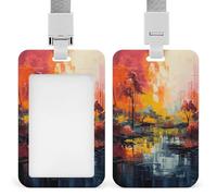 Porte-badge transparent coloré avec lanière amovible - Pochette verticale en plastique rigide pour sécuriser les cartes d'identité de travail, cartes de crédit pour bureau, usine