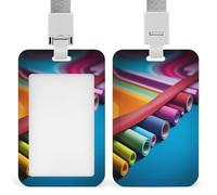 Porte-badge transparent coloré en rouleau de papier avec lanière amovible, pochette verticale en plastique rigide, sécurise les cartes d'identité, cartes de crédit pour bureau, usine