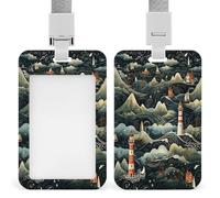 Porte-badge transparent en forme de phare noir avec lanière amovible - Pochette verticale en plastique rigide pour sécuriser les cartes d'identité de travail, cartes de crédit pour bureau d'usine