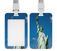 Porte-badge transparent en forme de statue de la Liberté avec lanière amovible - Pochette verticale en plastique rigide pour sécuriser les cartes d'identité de travail, cartes de crédit pour bureau
