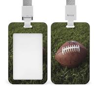 Porte-badge transparent en plastique rigide avec cordon amovible - Motif football d'herbe - Pour bureau, usine