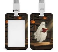 Porte-badge transparent robuste avec cordon détachable pour Halloween, motif fantôme effrayant, étui de carte vertical, cadeau pour enseignant, infirmière, médecin, bureau, collègues