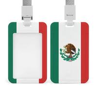 Porte-badge transparent robuste avec drapeau du Mexique avec cordon de serrage vertical étanche - Cadeau pour enseignant, infirmière, médecin, bureau, collègues