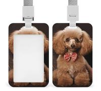 Porte-badge transparent robuste en forme de caniche avec lanière détachable - Étui vertical étanche - Cadeau pour enseignant, infirmière, médecin, bureau, collègues de travail
