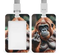 Porte-badge transparent robuste en forme de gorilles avec lanière détachable - Étui vertical étanche - Cadeau pour enseignant, infirmière, médecin, bureau, collègues de travail