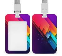 Porte-badge transparent simple et coloré avec lanière amovible - Pochette verticale en plastique rigide pour sécuriser les cartes d'identité de travail, cartes de crédit pour bureau, usine