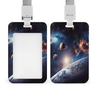 Porte-badge universel galaxie imprimé vertical pour bureau, école, carte d'identité, carte de proximité, permis de conduire, carte de permis et laissez-passer
