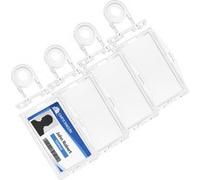 Porte Badge Verrouillable Porte Carte Plastique Rigide Transparent Vetical Horizontal [Lot 4] pour carte de crédit/carte identité/carte fidélité/carte bus/carte cantine/badge bureau Phonillico® Transp