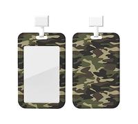 Porte-badge vert militaire avec cordon de protection vertical pour carte d'identité avec fenêtre transparente pour infirmière, médecin, fournitures de bureau