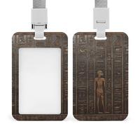 Porte-badge vertical à hiéroglyphes égyptiens antiques avec cordon, résistant et étanche, idéal pour le bureau, les croisières et les enseignants. Protection de badge élégante.