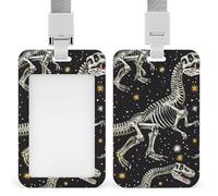 Porte-badge vertical à motif squelette de dinosaure - Housse de protection étanche avec lanière amovible durable pour enseignants de bureau et d'usine