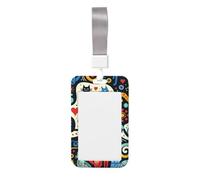 Porte-badge vertical Abstract-Colorful-Cats ABS avec film de numérisation transparent