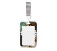 Porte-badge vertical Abstract-Geometric-Daisy ABS avec film de numérisation transparent