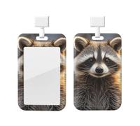Porte-badge vertical amusant en forme de raton laveur, porte-badge coulissant, en plastique rigide, porte-badge pour infirmières, bureau