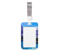 Porte-badge vertical avec clip pour carte d'identité Motif paysage de montagne