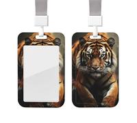 Porte-badge vertical avec cordon de protection pour carte d'identité, étiquette nominative, motif tigre animaux sauvages, porte-badge avec fenêtre transparente pour infirmière, médecin, fournitures de