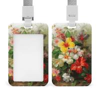 Porte-badge vertical avec cordon de suspension, motif bouquet de fleurs, étui de protection multi-usage pour bureau, enseignant, infirmière