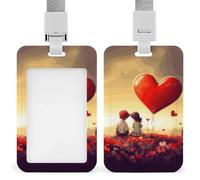 Porte-badge vertical avec cordon de suspension, pour couple d'amour - Étui de protection multi-usage pour bureau, enseignant, infirmière