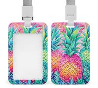 Porte-badge vertical avec cordon de suspension, trois grands ananas - Étui de protection multi-usage pour bureau, enseignant, infirmière