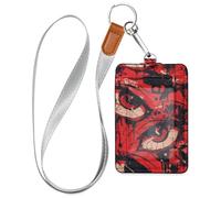 Porte-badge vertical avec cordon et capacité de 3 cartes pour bureau, école, hôtel, cartes de passage, motif graffiti art rouge