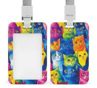 Porte-badge vertical avec cordon, étui à badge rétractable élé Animal King Cool Tiger Art pour femme, idéal pour les employés et les enseignants.