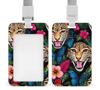 Porte-badge vertical avec cordon, étui à badge rétractable élé Animal King Cool Tiger Art pour femme, idéal pour les employés et les enseignants.