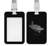 Porte-badge vertical avec cordon, inspiré du porte-avions USS Enterprise CV 6 de la Seconde Guerre mondiale, pour enseignants et officiers en déplacement.