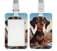 Porte-badge vertical avec inscription « I Love My Dog Teckels » - Étanche - Avec cordon amovible durable - Pour enseignants de bureau et d'usine