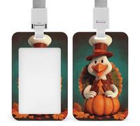 Porte-badge vertical avec lanière détachable et robuste pour badge d'identification de Thanksgiving Turquie Porte-badge étanche pour infirmière, officier, enseignant