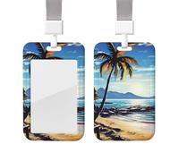 Porte-badge vertical avec lanière pour carte d'identité de plage décontractée avec fenêtre transparente coulissante, pochette de protection pour infirmière, officier, enseignant, porte-cartes de