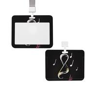Porte-badge vertical avec lanière pour carte d'identité, étiquette de nom, notes de musique, porte-badge avec fenêtre transparente, pochette de protection pour infirmière, médecin, fournitures de