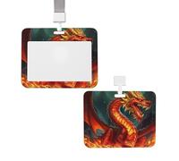 Porte-badge vertical avec lanière pour carte d'identité, étiquette nominative, Roi dragon dans porte-badge avec fenêtre transparente, pochette de protection pour infirmière, médecin, fournitures de