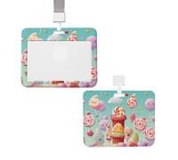 Porte-badge vertical avec lanière pour carte d'identité, porte-nom Candy Happy avec fenêtre transparente, pochette de protection pour infirmière, médecin, fournitures de bureau