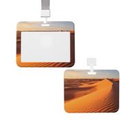 Porte-badge vertical avec lanière pour carte d'identité, porte-nom, dunes de sable dans le désert du Sahara avec fenêtre transparente, pochette de protection pour infirmière, médecin, fournitures de