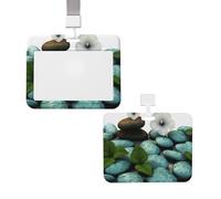 Porte-badge vertical avec lanière pour carte d'identité, porte-nom et porte-nom motif fleurs zen, pavés, pochette de protection pour infirmière, médecin, fournitures de bureau