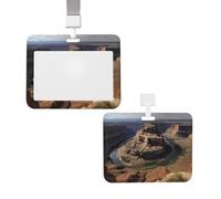 Porte-badge vertical avec lanière pour carte d'identité, porte-nom Grand Canyon Arizona avec fenêtre transparente, pochette de protection pour infirmière, médecin, fournitures de bureau
