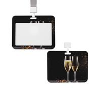 Porte-badge vertical avec lanière pour carte d'identité, porte-nom, porte-badge en verre à champagne avec fenêtre transparente, pochette de protection pour infirmière, médecin, fournitures de bureau