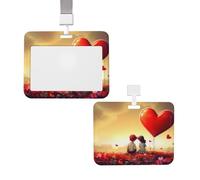 Porte-badge vertical avec lanière pour carte d'identité, porte-nom pour couple d'amour avec fenêtre transparente, pochette de protection pour infirmière, médecin, fournitures de bureau
