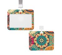Porte-badge vertical avec lanière pour carte d'identité, porte-nom rond à motif floral avec fenêtre transparente, pochette de protection pour infirmière, médecin, fournitures de bureau