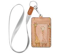 Porte-badge vertical chic en cuir de pêche avec lanière et capacité de 3 cartes d'identité pour bureau, école, hôtel, cartes de passe