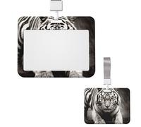 Porte-badge vertical coulissant en plastique rigide avec fenêtre transparente pour porte-badge en forme de tigre noir et blanc, porte-étiquette pour infirmières, bureau