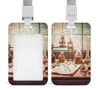 Porte-badge vertical coulissant pour laboratoire chimique, avec fenêtre transparente, porte-badge en plastique rigide rétractable pour le travail