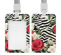 Porte-badge vertical élé et étanche avec cordon, motif floral, guépard et léopard, pour femmes noires d'origine africaine.