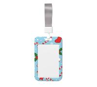 Porte-badge vertical en ABS avec motif canne à sucre d'orge de Noël avec film de numérisation transparent